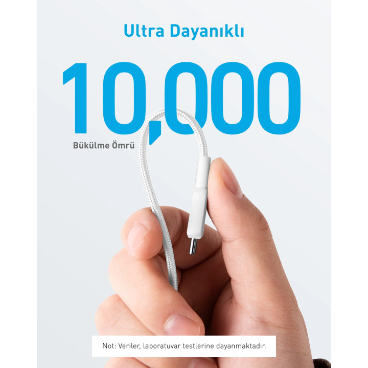 Anker 322 USB-C to USB-C 1.8M 60W Şarj Data Kablosu - Beyaz